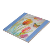 Waterverf Roze Tulp Florence Keramische tegels Tegeltje (Zijkant)