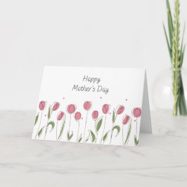 Waterverf Roze Tulp Moederdag Wenskaart Kaart