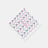 Waterverf Roze Tulp monogram chemisch ontwerp Servet (Hoek)