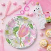 Waterverf roze Tulp Pattern Bord (Feest)