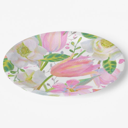 Waterverf roze Tulp Pattern Bord (Gekanteld)