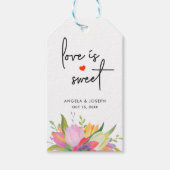 Waterverf Roze Tulp Script Liefde is Lief Bruiloft Cadeaulabel (Voorkant)