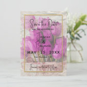 Waterverf roze tulpen Bouquet sparen de datum Kaart (Staand voorkant)
