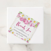 Waterverf Roze Tulpen en narcissen Quinceanera Bedankjes Labels (In situ)