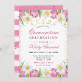 Waterverf Roze Tulpen en narcissen Quinceanera Kaart (Voorkant / Achterkant)