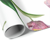 Waterverf roze tulpen naadloos patroon cadeaupapier (Rol Hoek)
