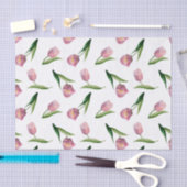 Waterverf roze tulpen naadloos patroon tissuepapier (Craft)