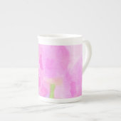Waterverf Roze Tulps Bone China Mok (Voorkant rechts)