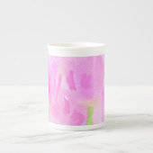 Waterverf Roze Tulps Bone China Mok (Voorkant)