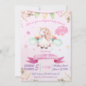 Waterverf Roze Unicorn Baby shower Uitnodiging (Voorkant)