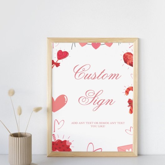 Waterverf roze valentijn hart Custom party teken Poster