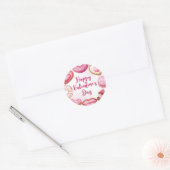  Waterverf Roze Valentijnse handkoekjes Ronde Sticker (Envelop)