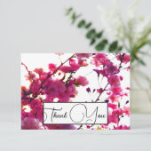 Waterverf roze veer floraal | Drijvende boom Bedankkaart (Staand voorkant)