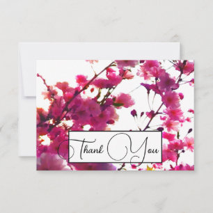 Waterverf roze veer floraal   Drijvende boom Bedankkaart