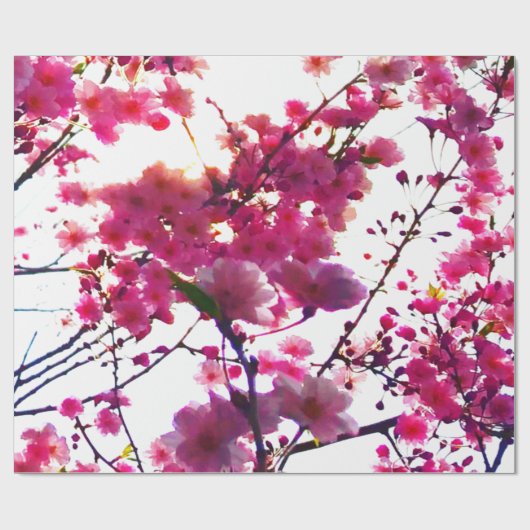 Waterverf roze veer floraal | Drijvende boom Cadeaupapier (Vlak)