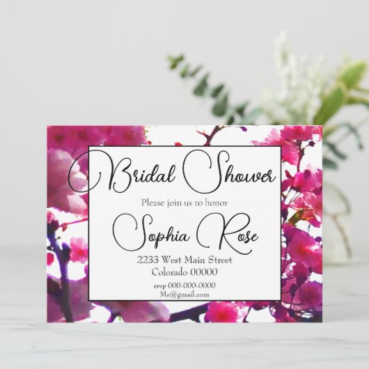 Waterverf roze veer floraal | Drijvende boom Kaart (Staand voorkant)