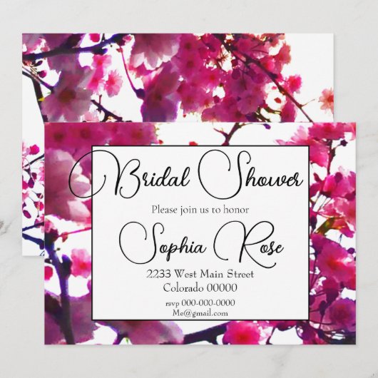 Waterverf roze veer floraal | Drijvende boom Kaart (Voorkant / Achterkant)