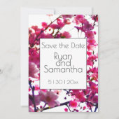 Waterverf roze veer floraal | Drijvende boom Save The Date (Voorkant)