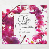 Waterverf roze veer floraal | Drijvende boom Sparkling Wijnetiket (Enkel label)