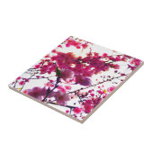 Waterverf roze veer floraal | Drijvende boom Tegeltje (Zijkant)