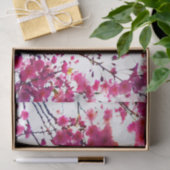 Waterverf roze veer floraal | Drijvende boom Tissuepapier (Geschenk)