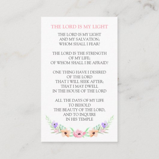 Waterverf Roze ventilator begrafenisgebeertje Visitekaartje (Achterkant)