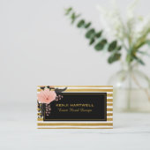 Waterverf Roze ventilator & Gold Stripes Professio Visitekaartje (Staand voorkant)