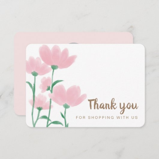 Waterverf Roze ventilator Hartelijk dank Bedankkaart (Voorkant / Achterkant)