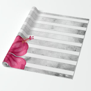 Waterverf Roze ventilator in een zwarte en witte s Cadeaupapier