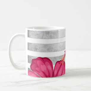 Waterverf Roze ventilator in een zwarte en witte s Koffiemok