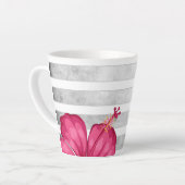 Waterverf Roze ventilator in een zwarte en witte s Latte Mok (Linkerhoek)