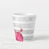 Waterverf Roze ventilator in een zwarte en witte s Latte Mok (Voorkant)