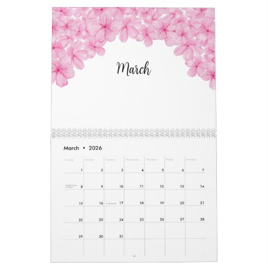Waterverf Roze ventilator Kalender (Mar 2026)