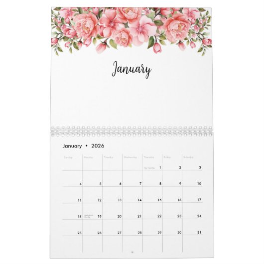 Waterverf Roze ventilator Kalender (Jan 2026)