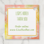 Waterverf Roze ventilator met bijencadeautjes Labe Bedankjes Labels (Achterkant)