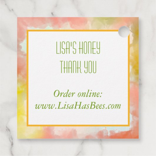 Waterverf Roze ventilator met bijencadeautjes Labe Bedankjes Labels (Achterkant)