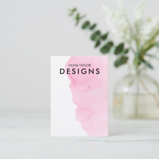 Waterverf Roze verouderde Display Kaart Visitekaartje (Staand voorkant)