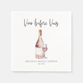 Waterverf roze vino voor geloften Vrijgezellenfees Servet