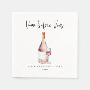 Waterverf roze vino voor geloften Vrijgezellenfees Servet