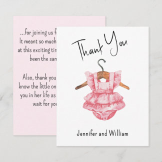 Waterverf Roze Vintage Jurk Baby Shower Bedankkaart