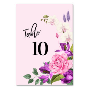 Waterverf Roze Violet Floral modern script Kaart