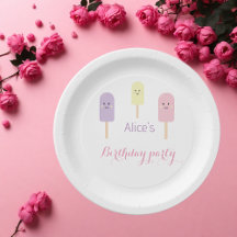 Waterverf Roze Violet Ice Cream Birthday Party