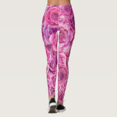 Waterverf Roze Violet Rozen Floral Patroon Leggings (Achterkant)