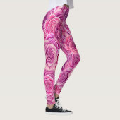 Waterverf Roze Violet Rozen Floral Patroon Leggings (Rechts)