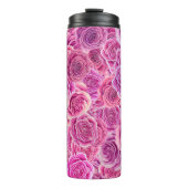 Waterverf Roze Violet Rozen Floral Patroon Thermosbeker (Voorkant)
