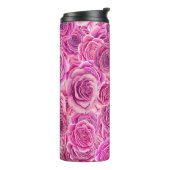 Waterverf Roze Violet Rozen Floral Patroon Thermosbeker (Gedraaid links)
