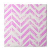 Waterverf roze visgraatpatroon tegeltje (Voorkant)
