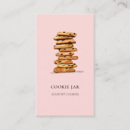 Waterverf roze visitekaartje voor cookie bakkerij