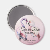 Waterverf roze vlamingos sparen de Magnet van de D (Voorkant / Achterkant)