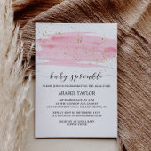 Waterverf Roze vlekken en gouden Baby Kaart